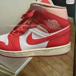 Jordan Red and White Athletic Shoes